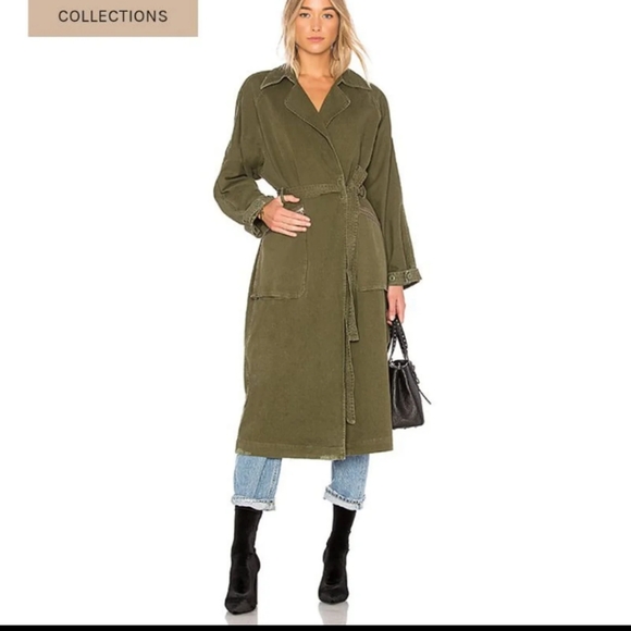 NWOT GRLFRND Donna Trench GREEN sz S - Picture 3 of 4